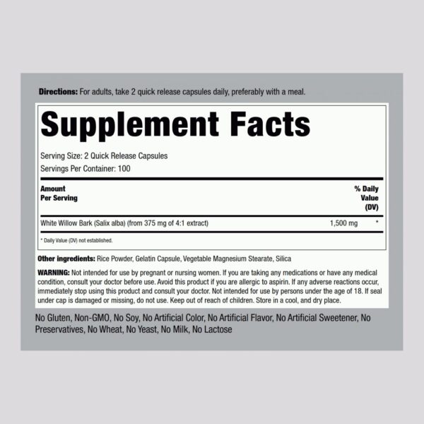 Cápsulas Piping Rock de corteza de sauce blanco