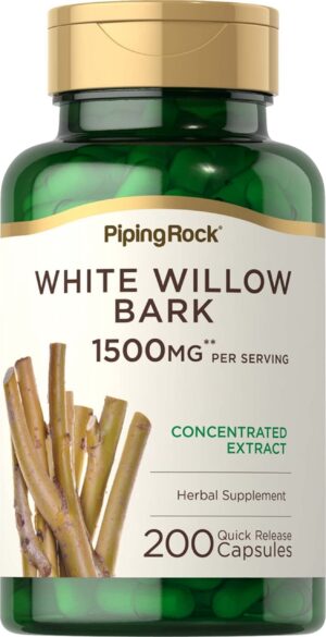 Frasco Piping Rock cápsulas de corteza de sauce blanco