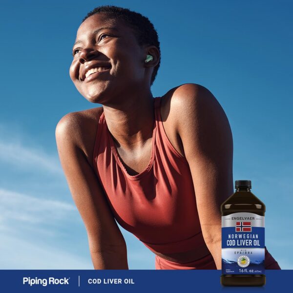 Etiqueta del producto Piping Rock Cod Liver Oil líquido