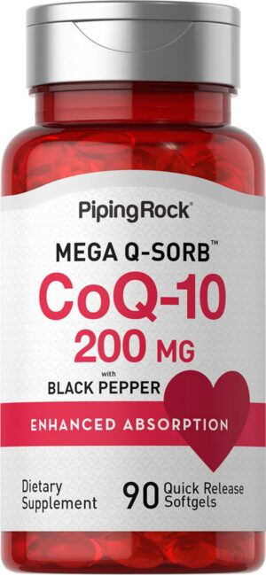 Frasco Piping Rock CoQ10 200 mg softgels