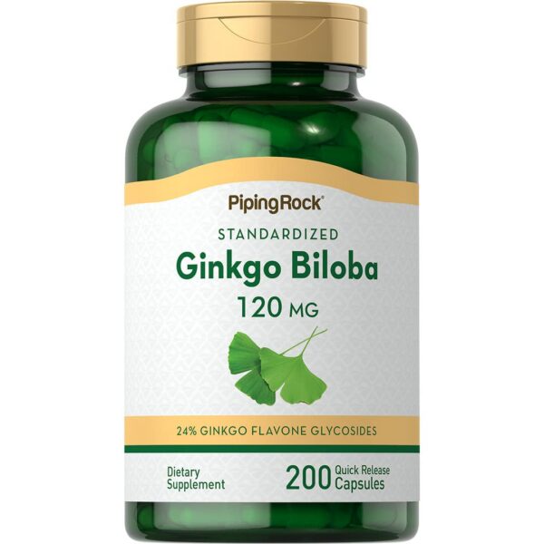 Piping Rock frasco de Ginkgo Biloba 120mg 200 cápsulas