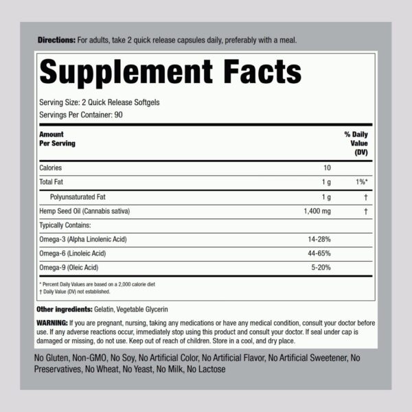 Frente del envase de aceite de canamo Piping Rock