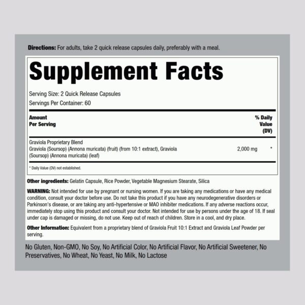 Etiqueta del producto Graviola Piping Rock