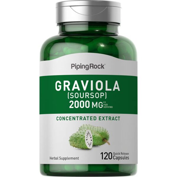 Frente del frasco Piping Rock Graviola 2000 mg
