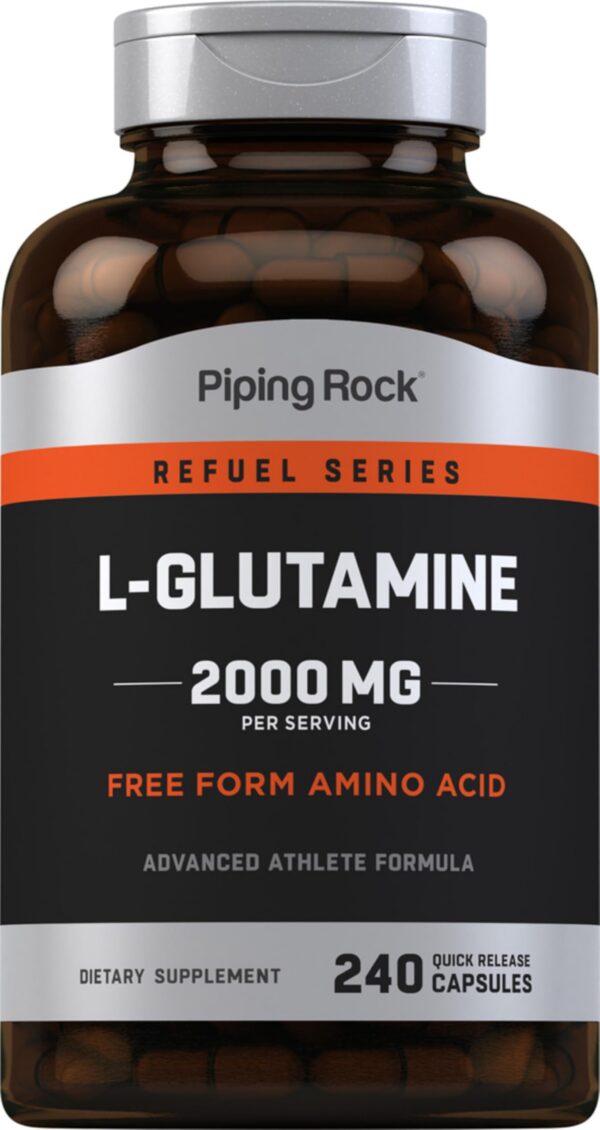 Frente del frasco Piping Rock L-Glutamine