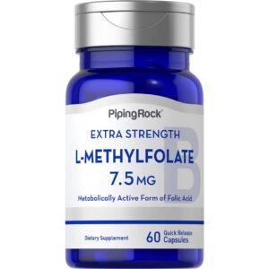 Etiqueta frontal Piping Rock L-Metilfolato 7.5 mg