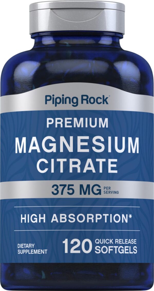 Piping Rock Magnesio Citrato 375 mg cápsulas frasco frontal