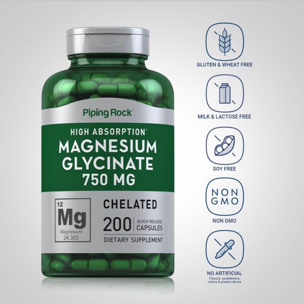 Detalle de etiqueta de 750 mg magnesio glicinato