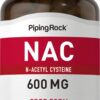Frasco NAC Piping Rock 600 mg con etiqueta