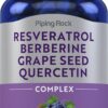 Frente de la botella Piping Rock Resveratrol Berberina