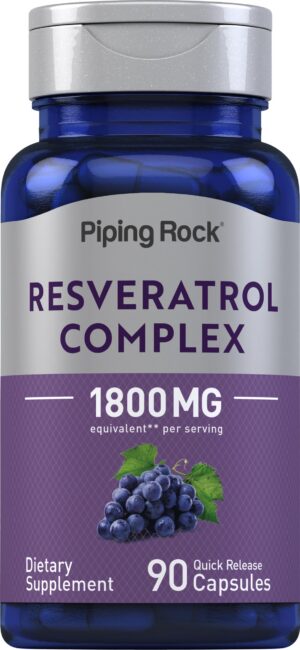 Version 1.0.0 Frasco y etiqueta de Piping Rock Resveratrol Complex
