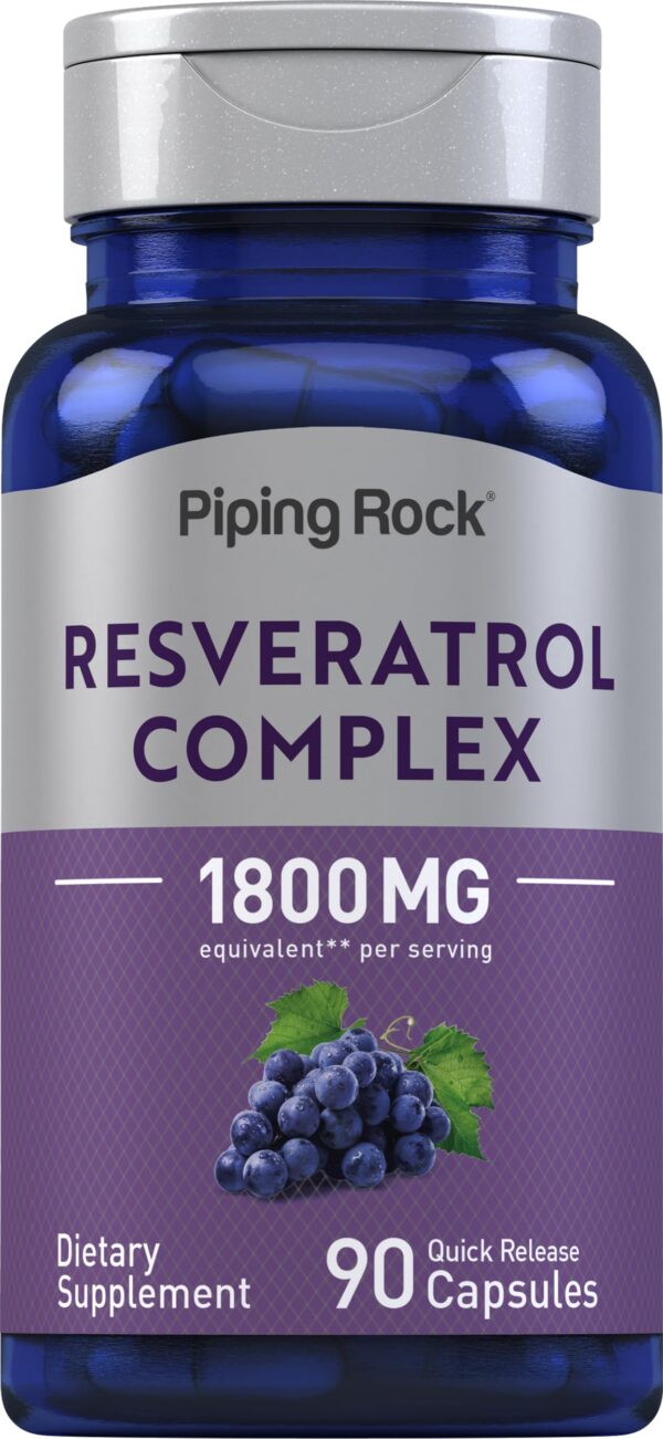 Frasco y etiqueta de Piping Rock Resveratrol Complex