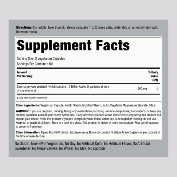 Caja de Piping Rock Saccharomyces boulardii probiótico