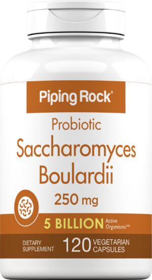 Frasco Piping Rock Saccharomyces boulardii probiótico - etiqueta
