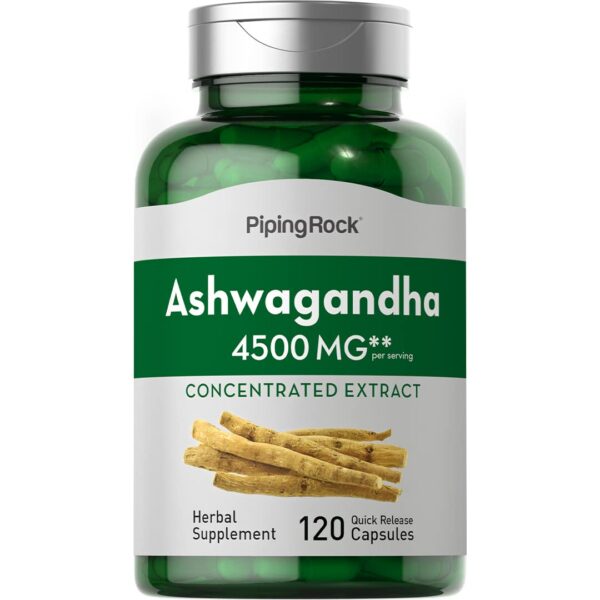 Version 1.0.0 Piping Rock suplemento ashwagandha 4500mg botella frontal