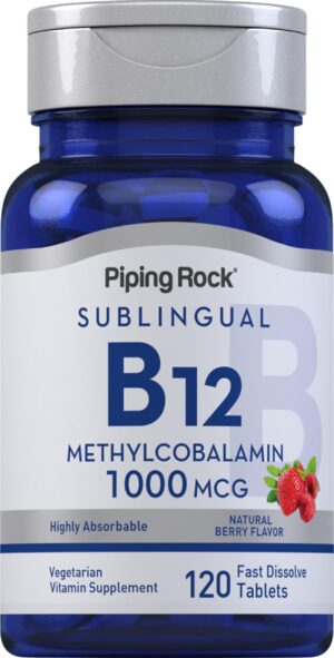 Piping Rock vitamina B-12 tabletas sublinguales sabor a baya