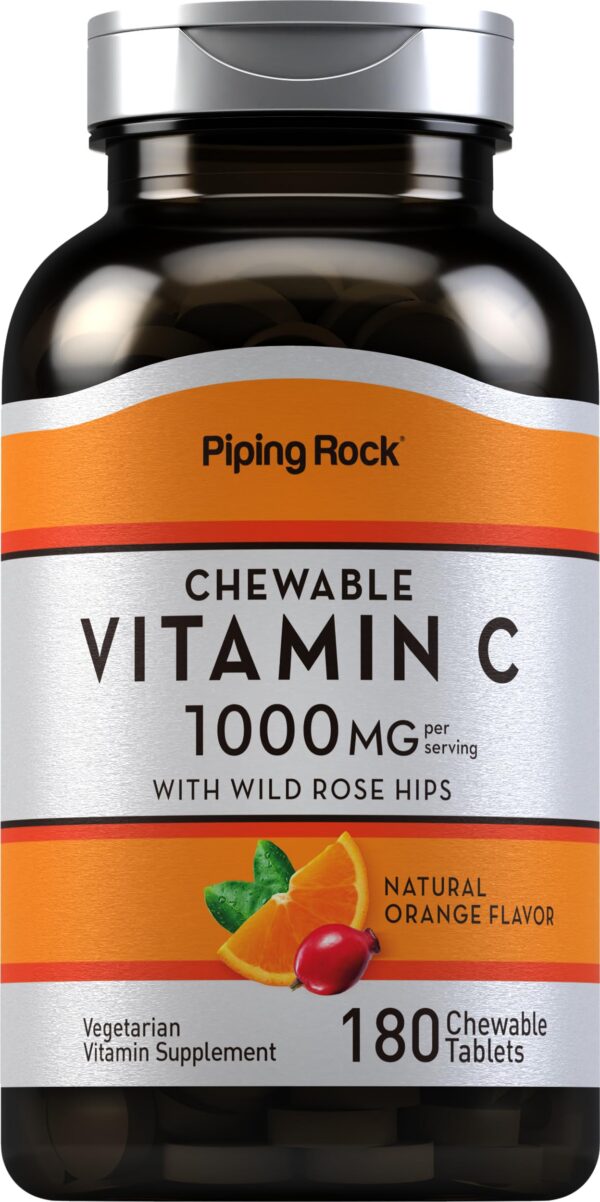 Piping Rock vitamina C masticable frasco con etiqueta