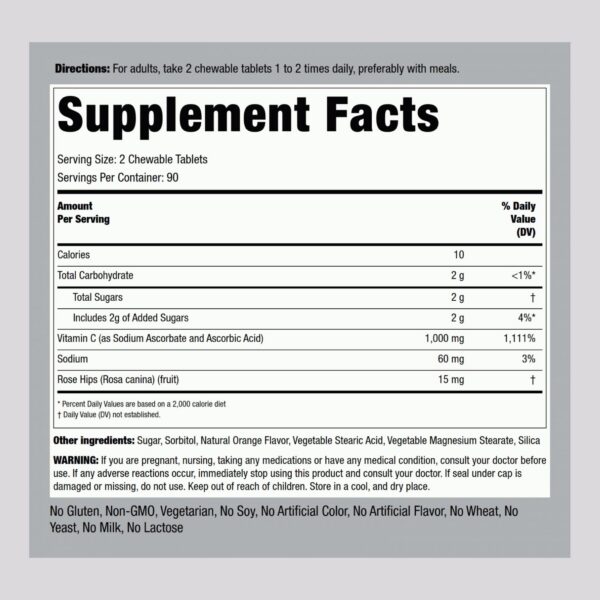 Frasco vitamina C masticable naranja