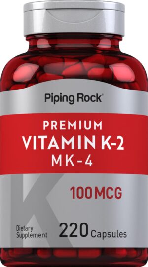 Piping Rock Vitamina K2 MK4 suplemento 220 cápsulas sin gluten