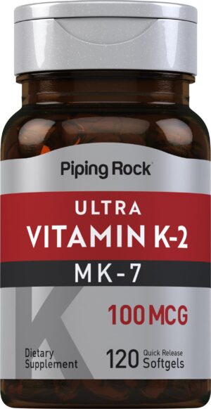 Piping Rock Vitamina K2 MK7 etiqueta frontal
