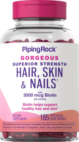 Piping Rock vitaminas cabello piel uñas frasco 165 cápsulas