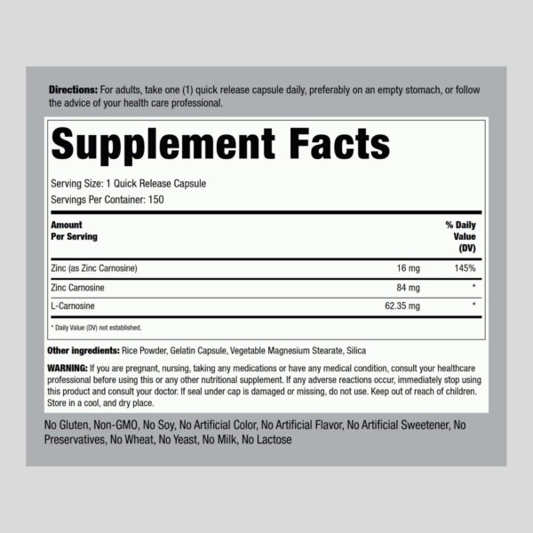 Version 1.0.0 Frente del envase zinc carnosina