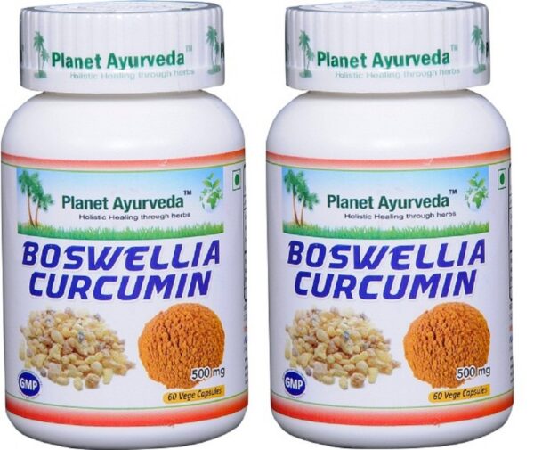 Planet Ayurveda Boswellia Curcumin cápsulas veganas 500mg dos botellas