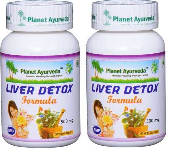 Version 1.0.0 Planet Ayurveda fórmula detox hígado 2 botellas cápsulas vegetales