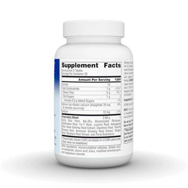 Etiqueta del suplemento energético a base de ginseng y hierbas chinas