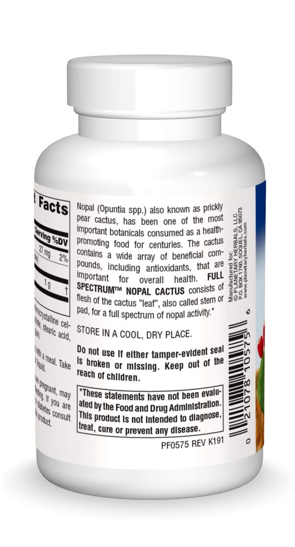 Frasco Planetary Herbals Nopal Cactus 60 Tabletas