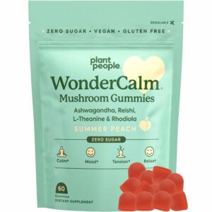 Plant People WonderCalm gomitas naturales de ashwagandha y champiñón sabor durazno
