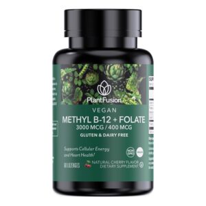 PlantFusion vitamina B complejo metilado 60 pastillas sabor cereza