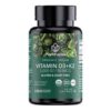 PlantFusion Vitamina D3 + K2 orgánica vegana frasco 60 cápsulas