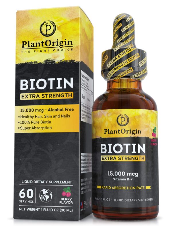 PLANTORIGIN biotina líquida alta potencia para cabello y uñas