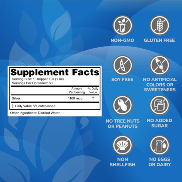 Etiqueta frontal del frasco de plata coloidal