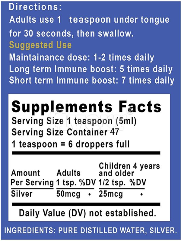 Etiqueta frontal de plata coloidal