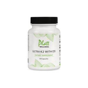 Frasco de Platt Wellness Ultra K2 MK-7 y D3 cápsulas