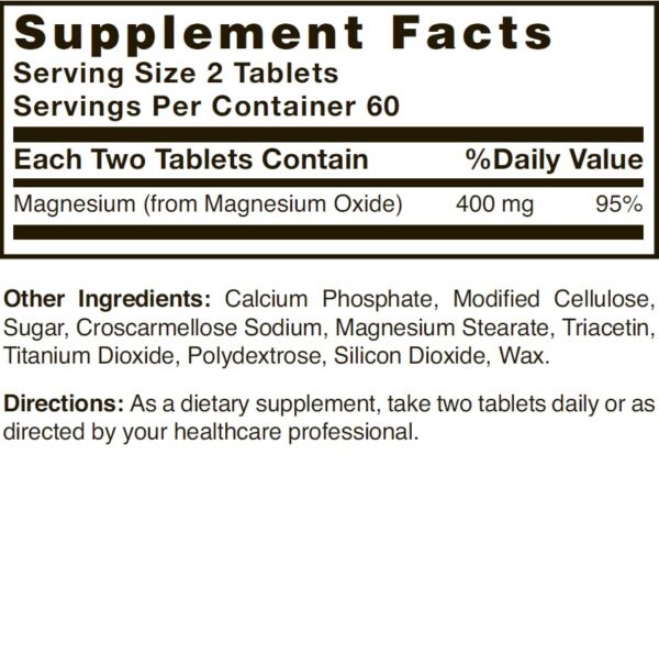 Detalles de etiqueta Mag-Oxide 400 mg