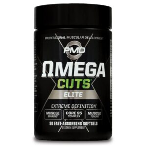 Frasco PMD Omega Cuts Elite con cápsulas