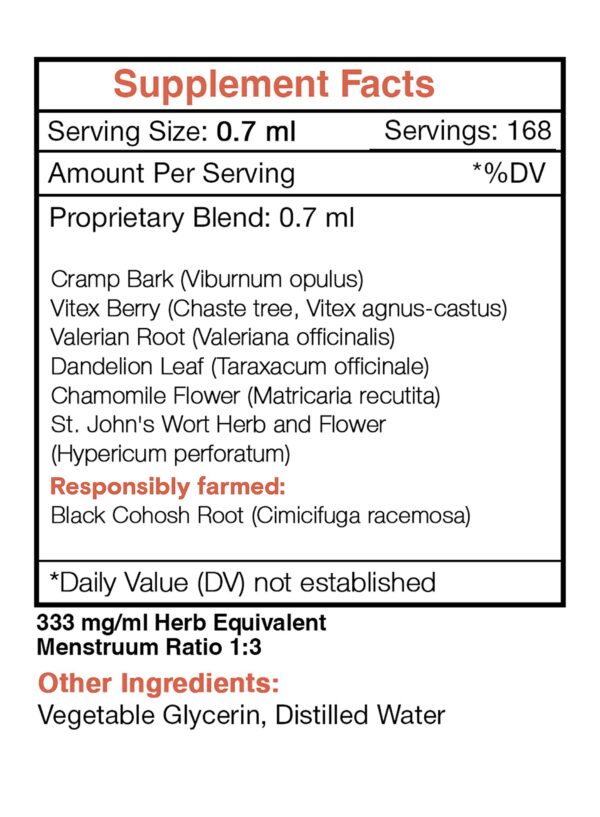 Version 1.0.0 PMS Secret botella con ingredientes naturales