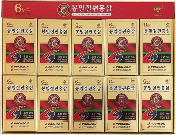 Pocheon ginseng rojo coreano en rodajas con miel 200g