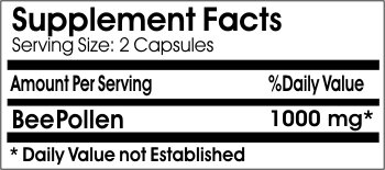 Etiqueta del suplemento Polen de abejas