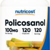 Botella de cápsulas de Policosanol Nutricost 100 mg sin gluten