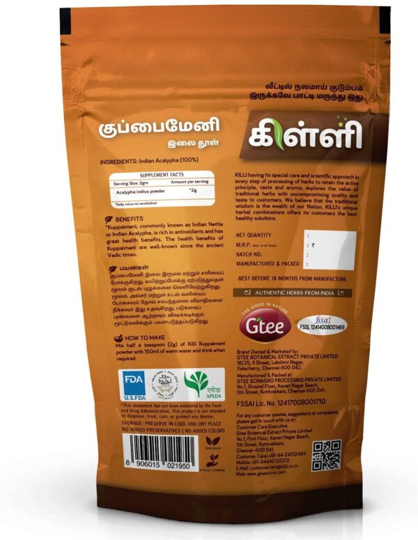 Polvo de acalypha india KILLI Kuppaimeni