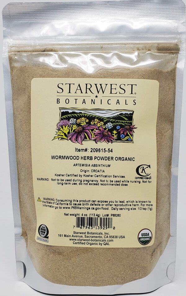 Polvo de hierba de ajenjo orgánico Starwest Botanicals