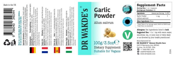 Polvo de ajo natural y fresco DR WAKDE'S