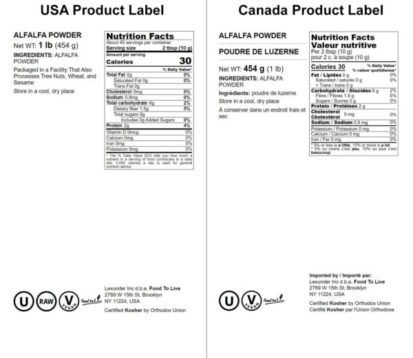 Version 1.0.0 Polvo alfalfa a granel para jugos y té