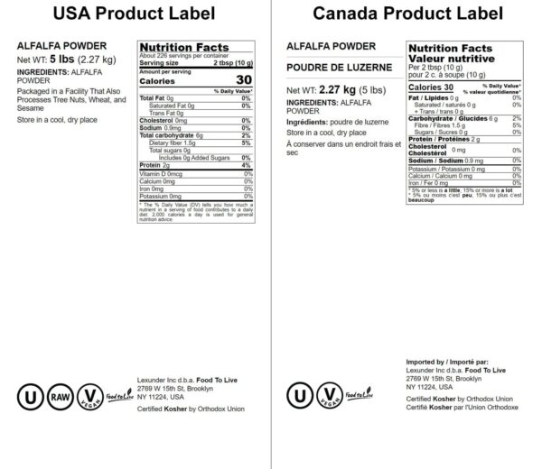 Polvo de alfalfa natural ideal para repostería y salsas