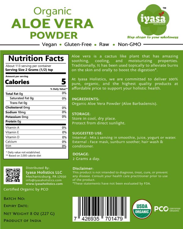 Polvo de Aloe Vera para cuidado de la piel y cabello