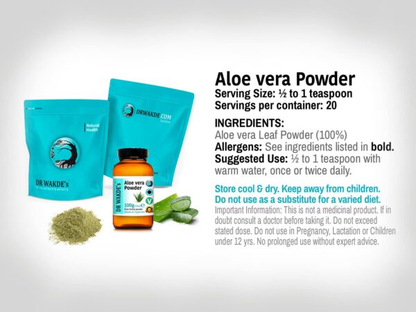 detalle polvo aloe vera natural por dr wakde en bolsa alimento seguro
